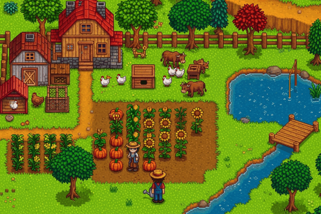 Gameplay d’un simulateur comme Stardew Valley