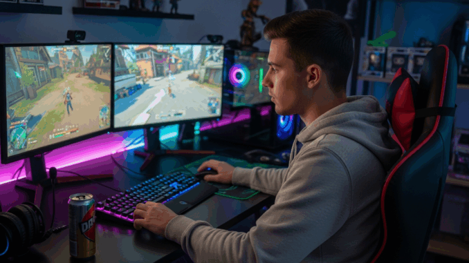 Un gamer sur son ordinateur