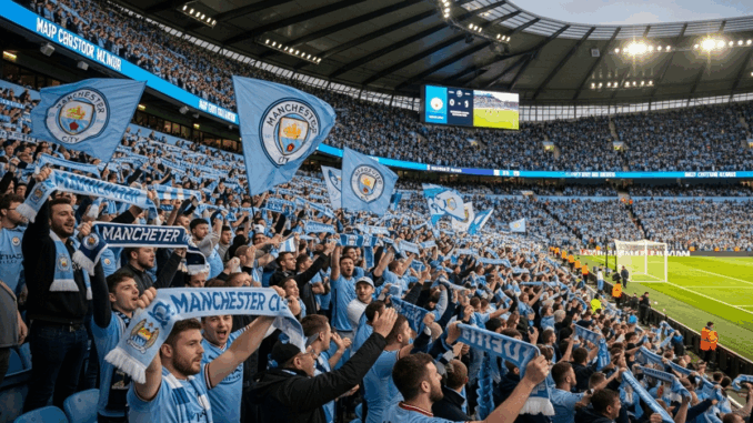 Les fans de Manchester City lors d’un match de Ligue des Champions
