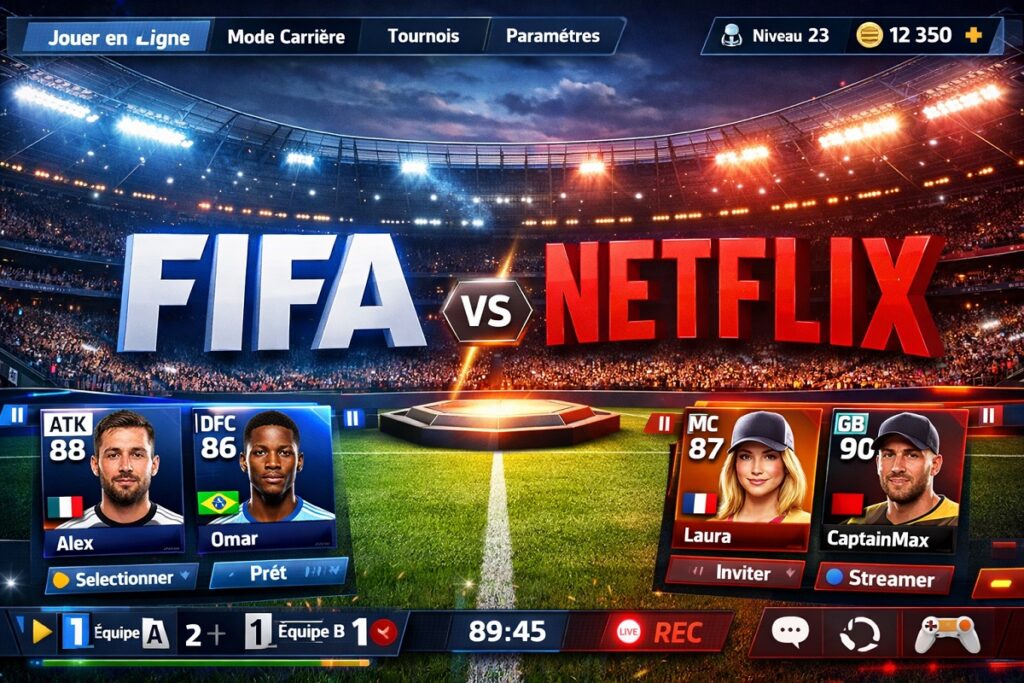 montage visuel du jeu vidéo de football Netflix