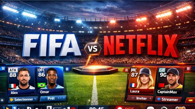 montage visuel du jeu vidéo de football Netflix