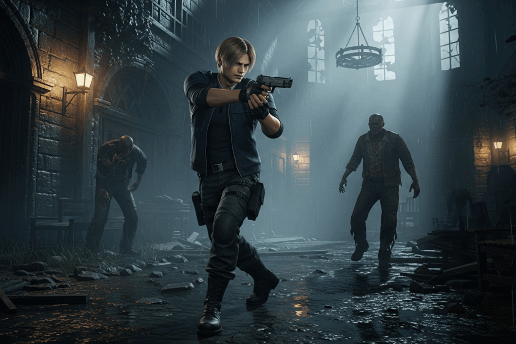 Gameplay d’un jeu comme Resident Evil avec Leon Kennedy