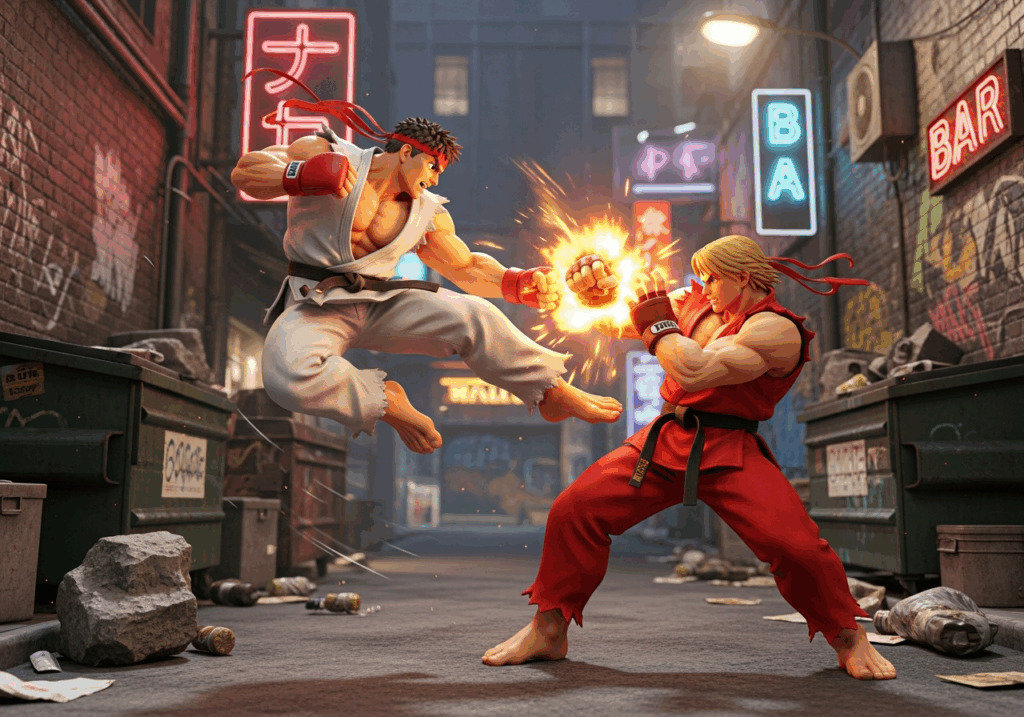 Ryu et Ken dans un combat dans Street Fighter