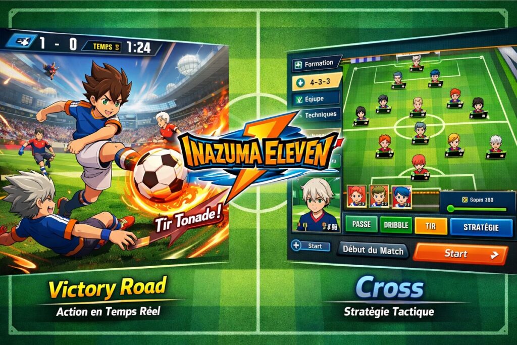 interface d’un jeu comme Inazuma Eleven