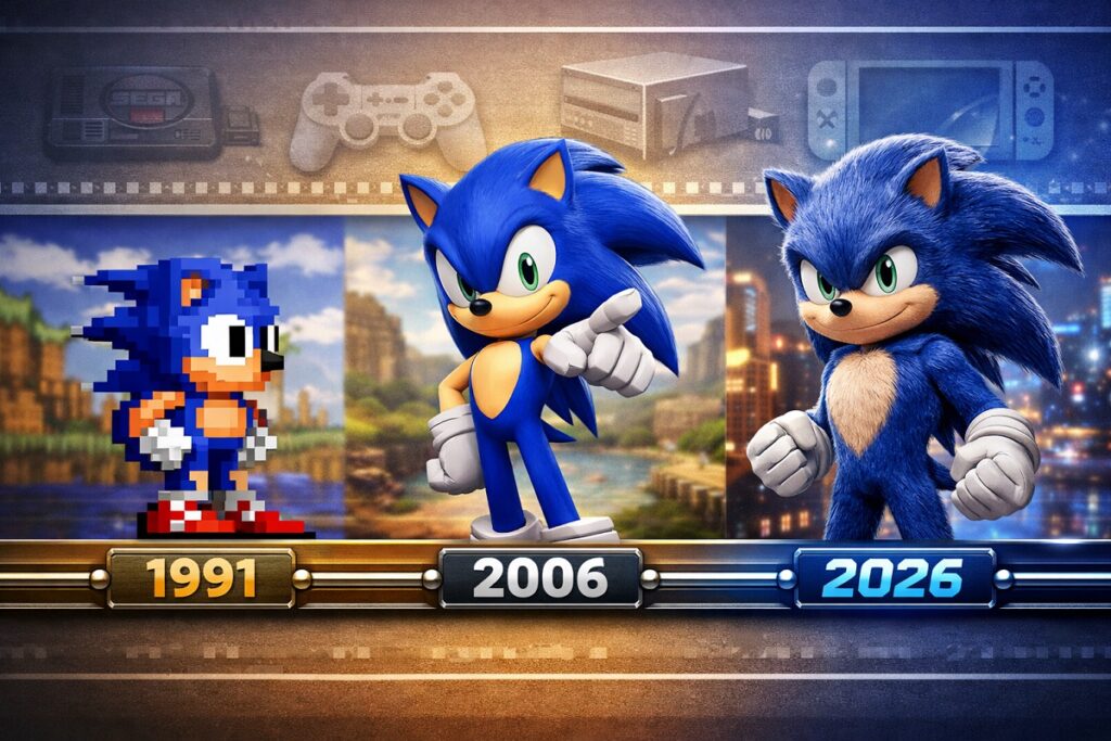 Montage chronologique de l'évolution de la mascotte de SEGA