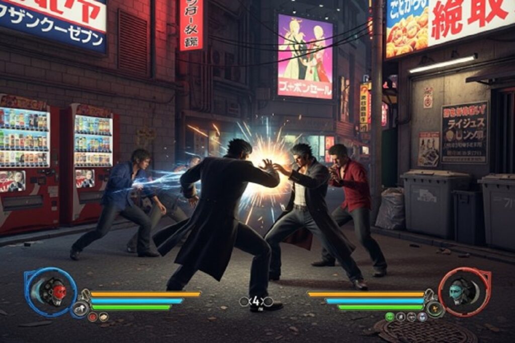 Scène de combat comme dans le jeu Yakuza Kiwami 3 & Dark Ties