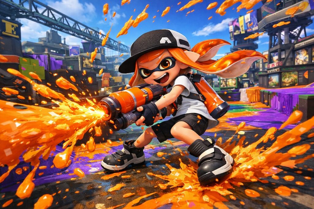 arène colorée inspirrée de Splatoon 3