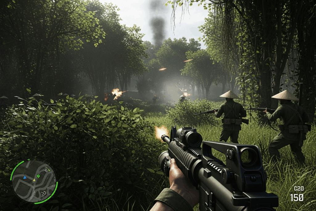 Gameplay d’un jeu de tir similaire à Call of Duty