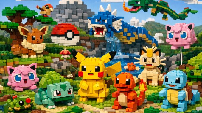 composition de personnages comme les premiers sets LEGO Pokémon
