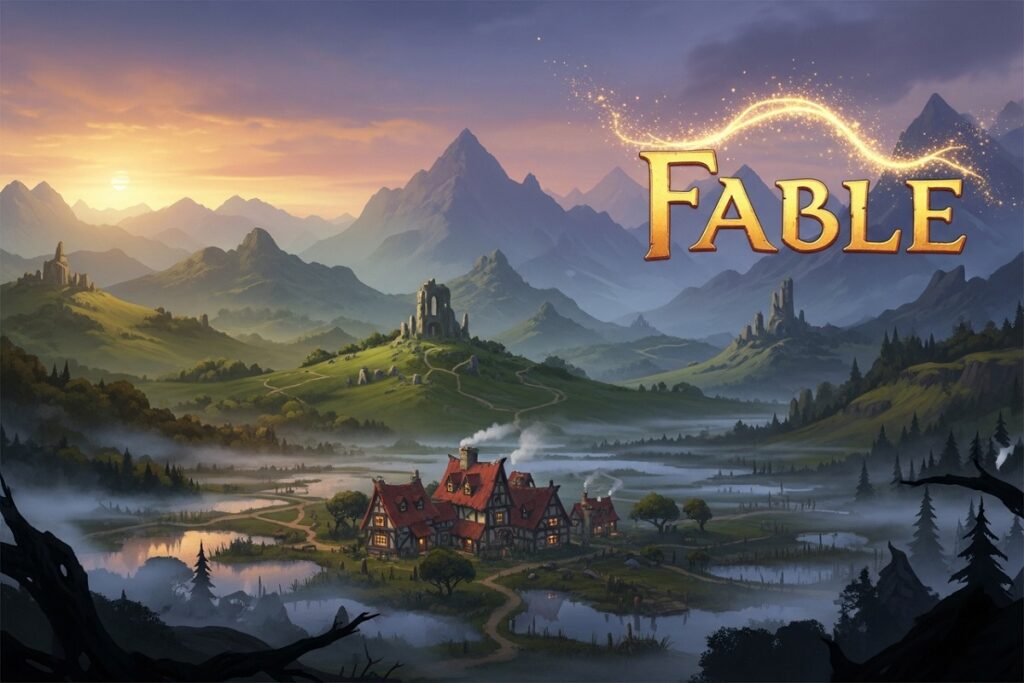 composition panoramique d’un jeu comme Fable