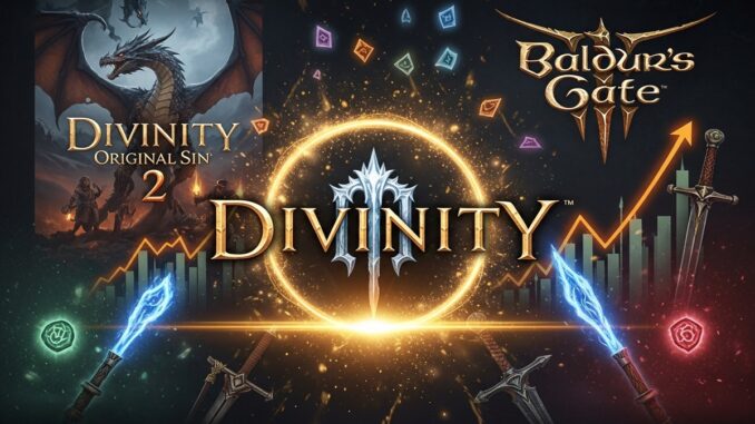 composition visuelle autour de l'annonce de Divinity