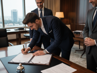 Joueur signant contrat professionnel