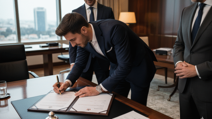 Joueur signant contrat professionnel