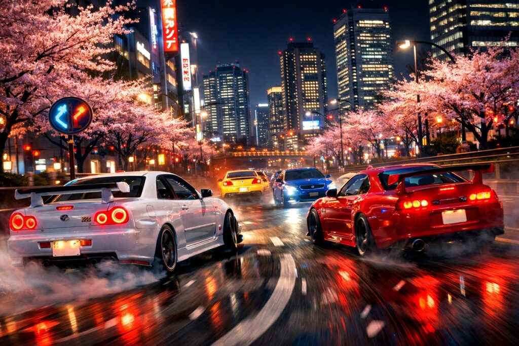 course automobile nocturne inspirée de Forza Horizon 6