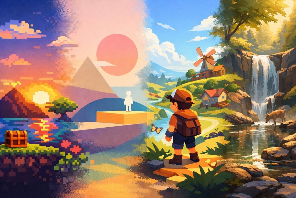 différentes esthétiques de jeux indépendants