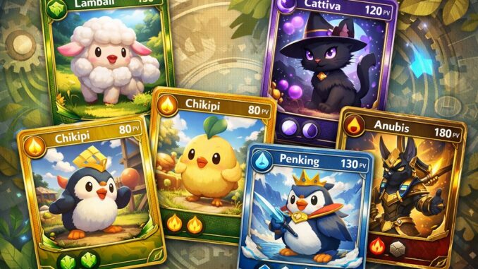 éventail de cartes similaires au jeu Palworld