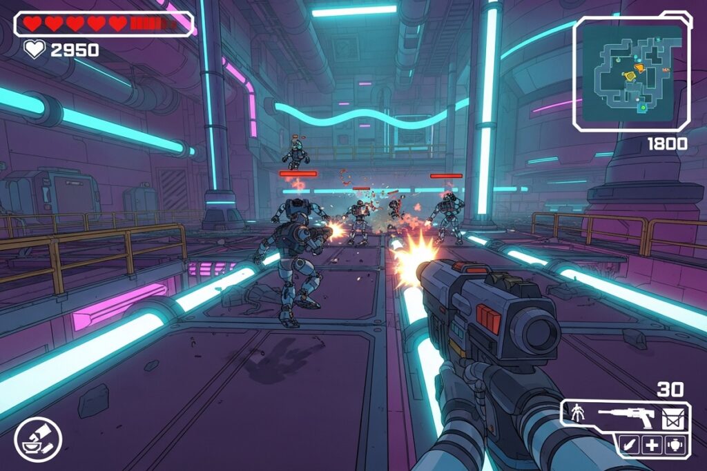 gameplay d’un jeu comme Roboquest VR