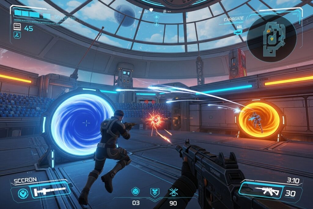 gameplay d’un jeu comme Splitgate Arena Reloaded