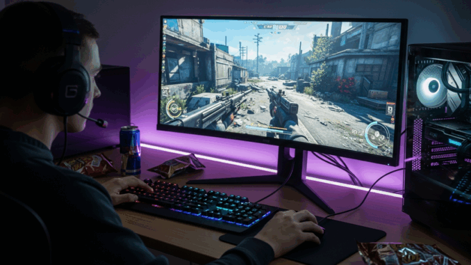 Un gamer qui joue sur son ordinateur