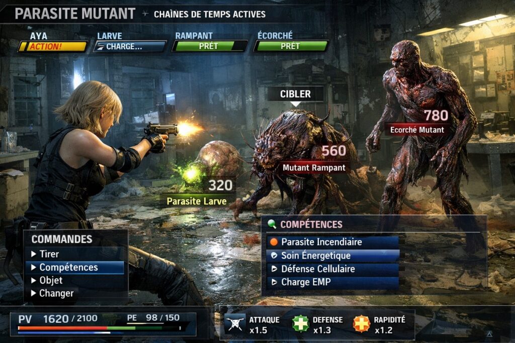 interface de combat similaire à celui de Parasite Mutant