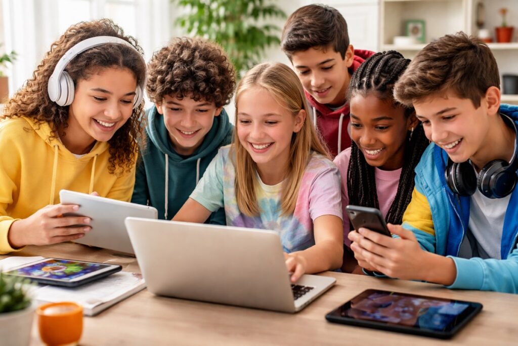 jeunes jouant à un jeu comme L'île aux 93 dragons