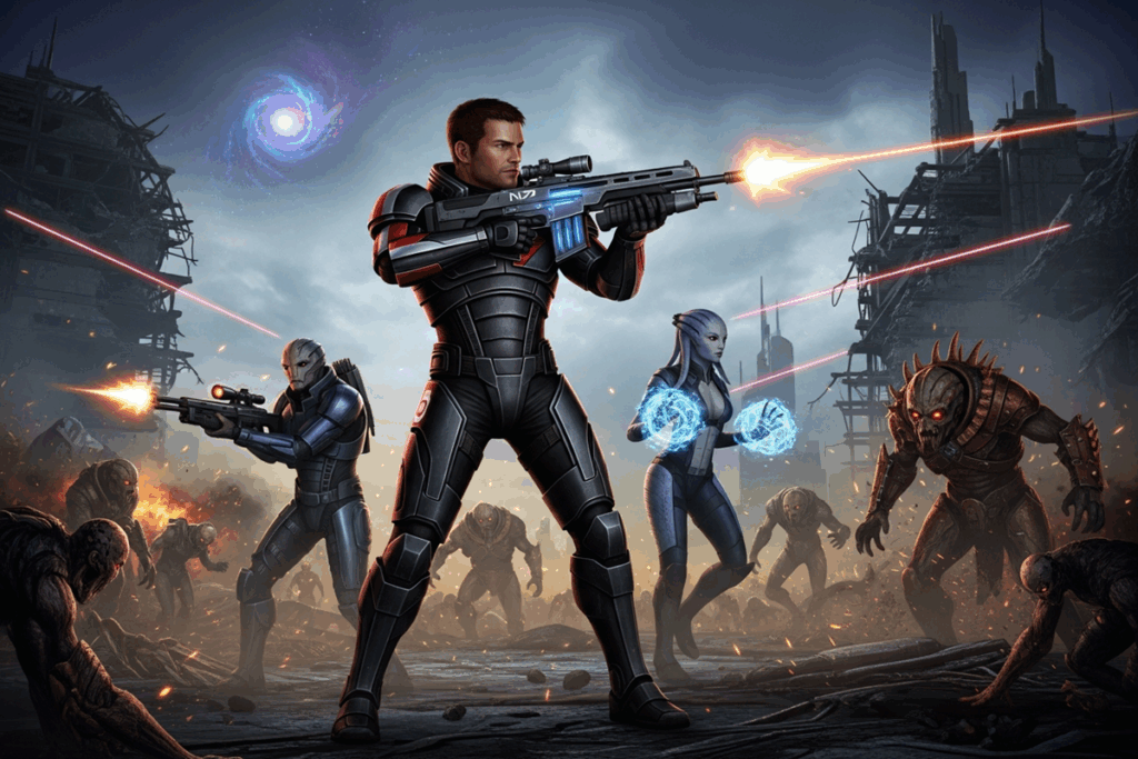 Gameplay d’un jeu de tir similaire à Mass Effect
