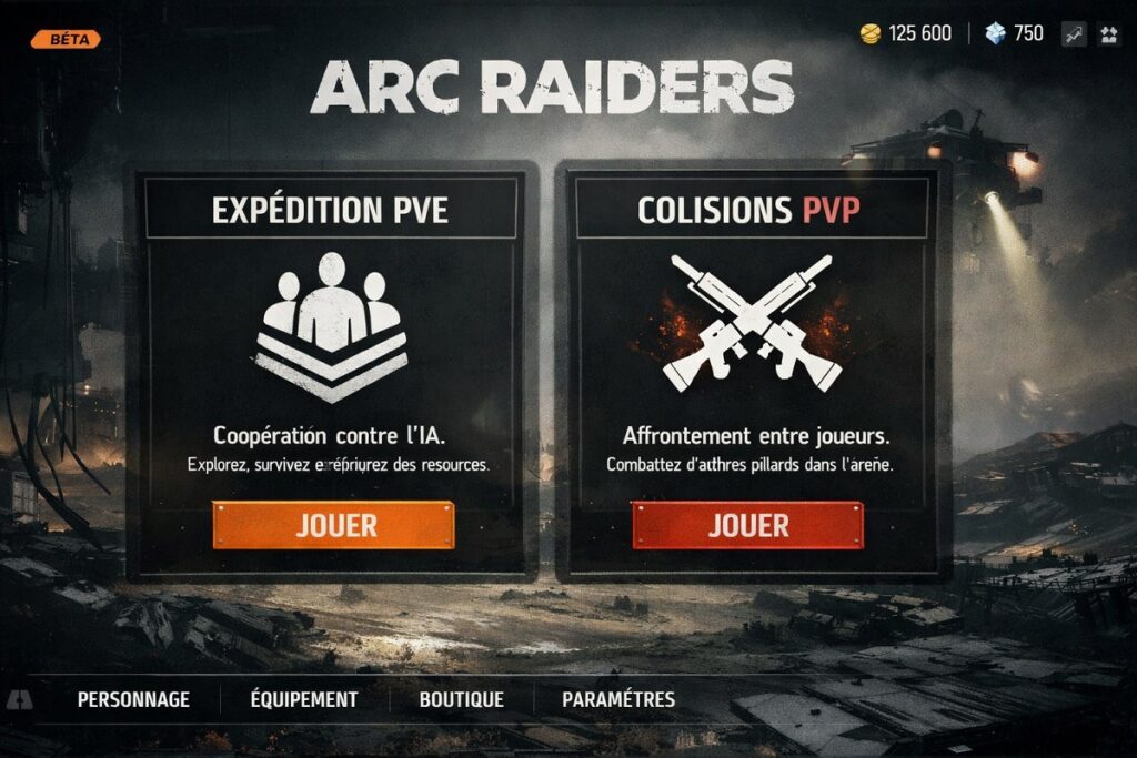 menu principal d’Arc Raiders