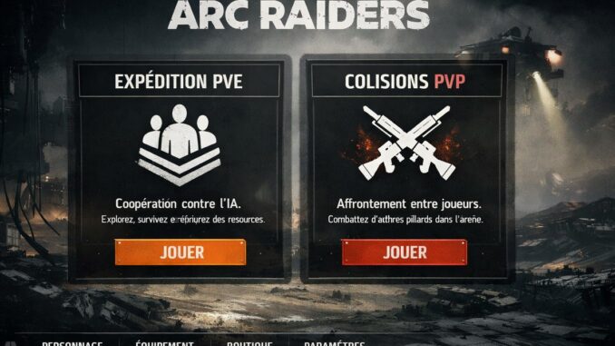 menu principal d’Arc Raiders