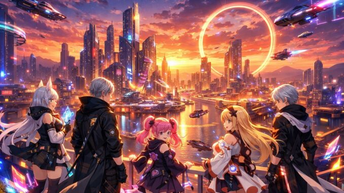 métropole futuriste similaire au gacha urbain