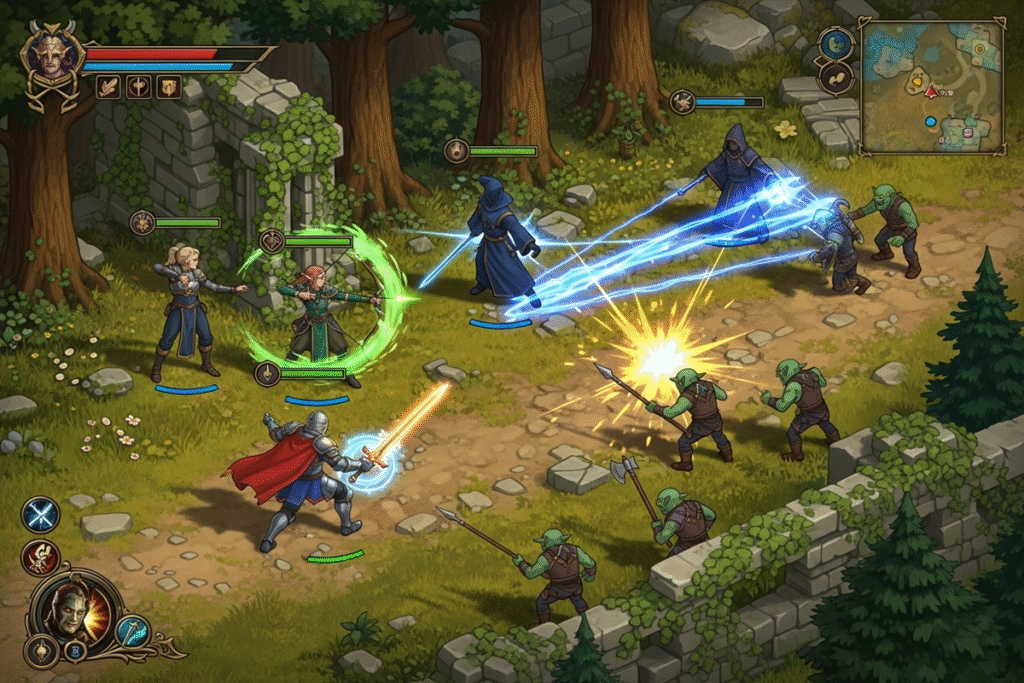 Gameplay d’un jeu RPG similaire à Spellcasters Chronicles