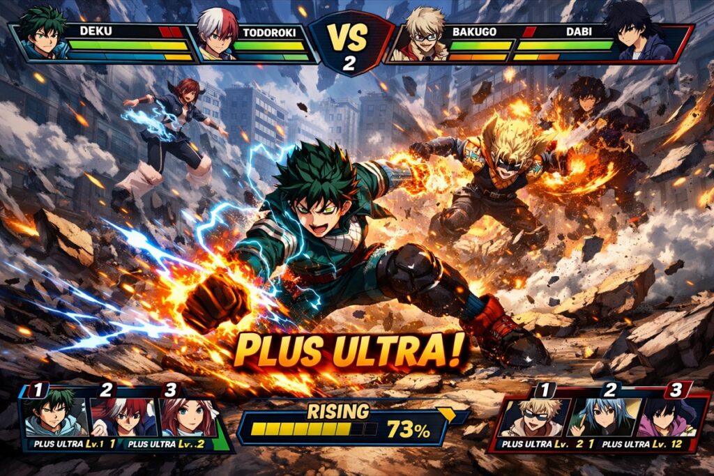 scène de combat comme celui de My Hero Academia All's Justice