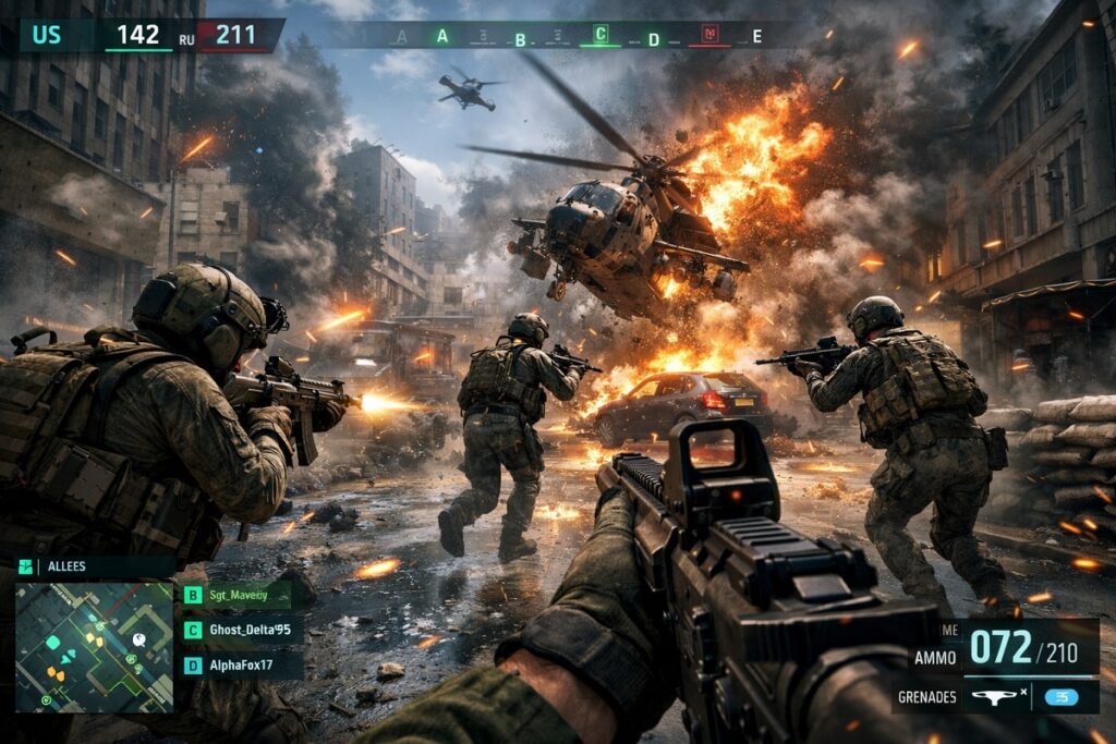 scène de combat inspiré de Battlefield 6