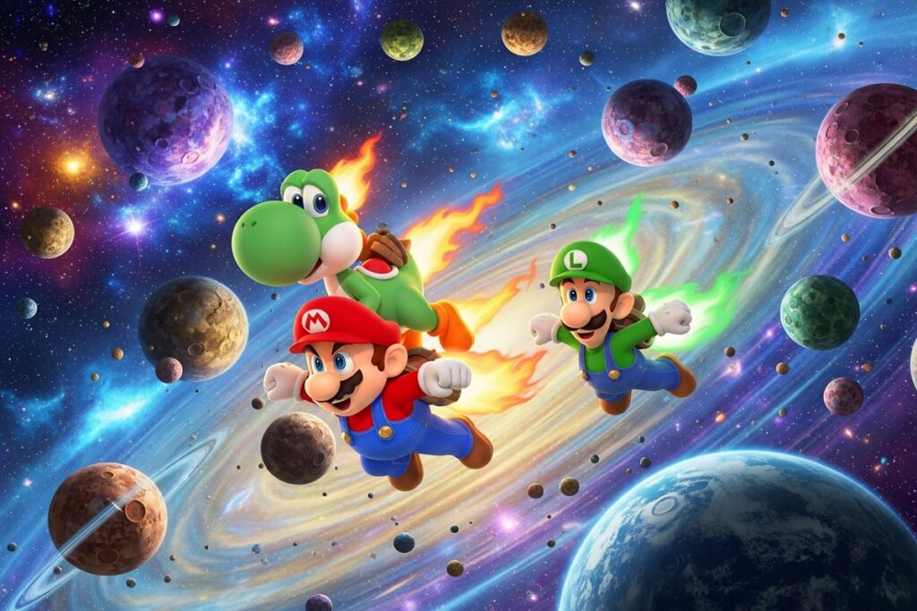  scène dynamique inspirée de Super Mario Galaxy le film