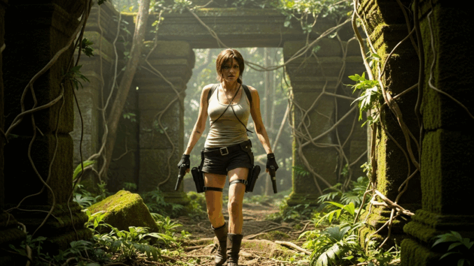 Lara Croft au milieu des ruines