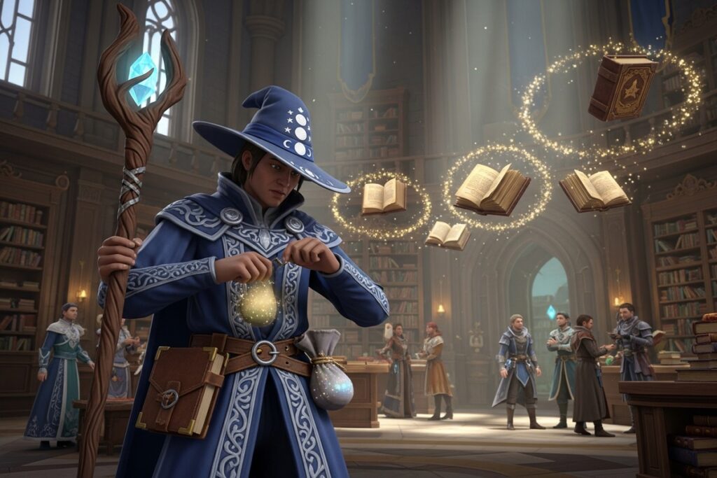 sorcier inspiré du jeu Spellcasters Chronicles