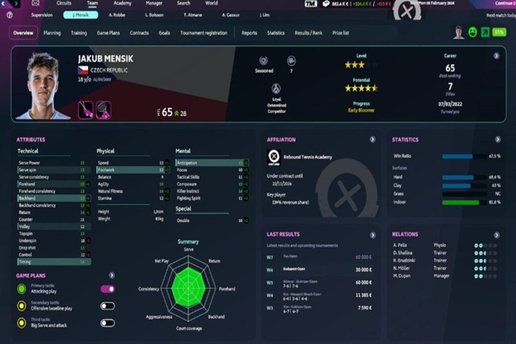 Gameplay des jeux RTS comme Tennis Manager 2024