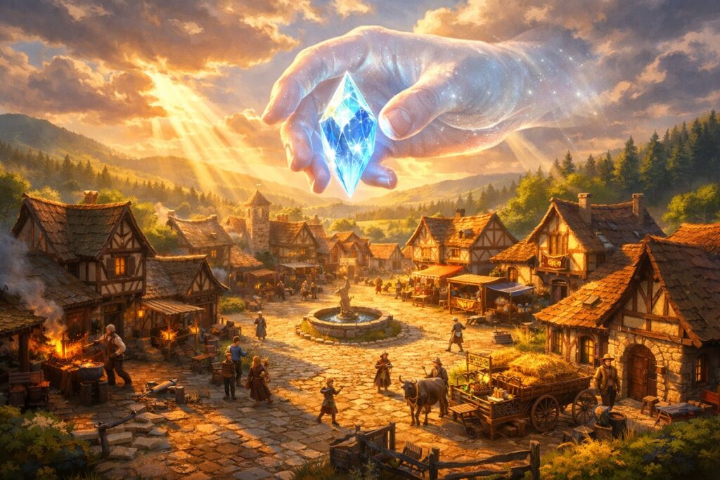 village médiéval similaire à celui de Masters of Albion