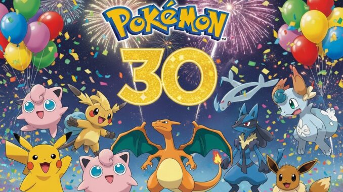 Composition célébrative inspirée d’un logo Pokémon