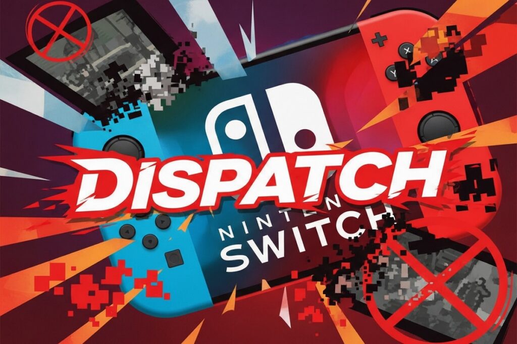 Illustration stylisée du logo d'un jeu comme Dispatch
