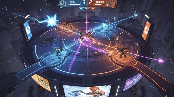 arène de combat futuriste comme dans le jeu de Blizzard