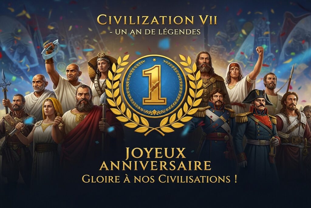 composition festive du 1er anniversaire de Civilization VII