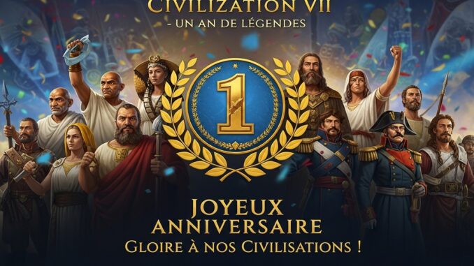 composition festive du 1er anniversaire de Civilization VII