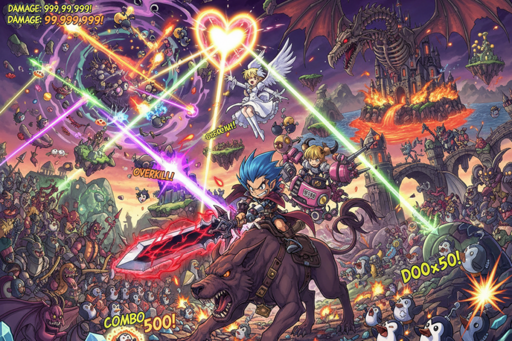 Gameplay d’un jeu ARPG similaire à Disgaea Mayhem