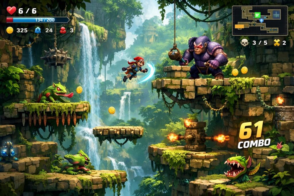 environnements d’un action platformer comme Constance