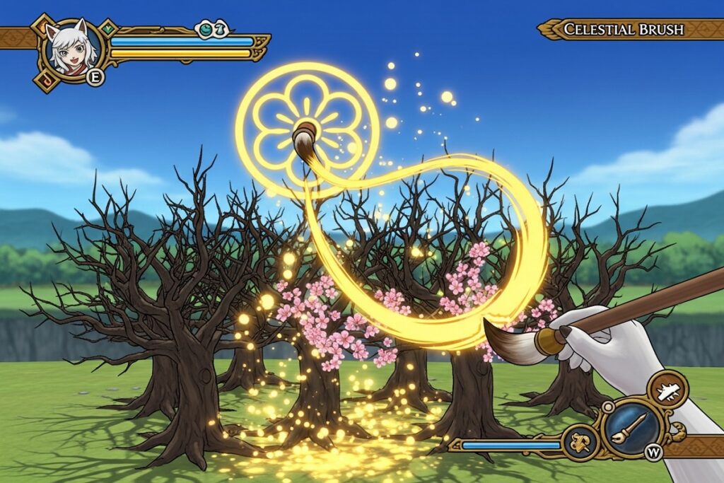 gameplay unique inspiré d'Okami