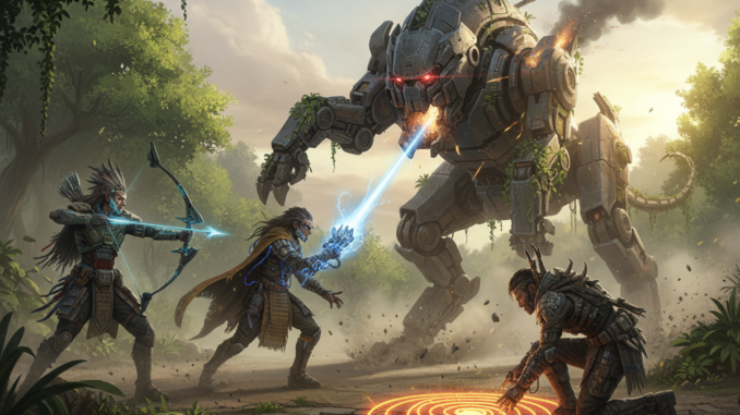 Gameplay d’un jeu RPG similaire à Horizon Hunters Gathering