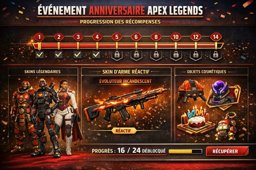 illustration des récompenses de l'événement anniversaire d’Apex Legends