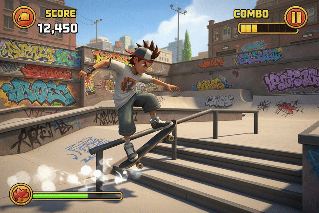 Illustration d’un jeu vidéo de skate