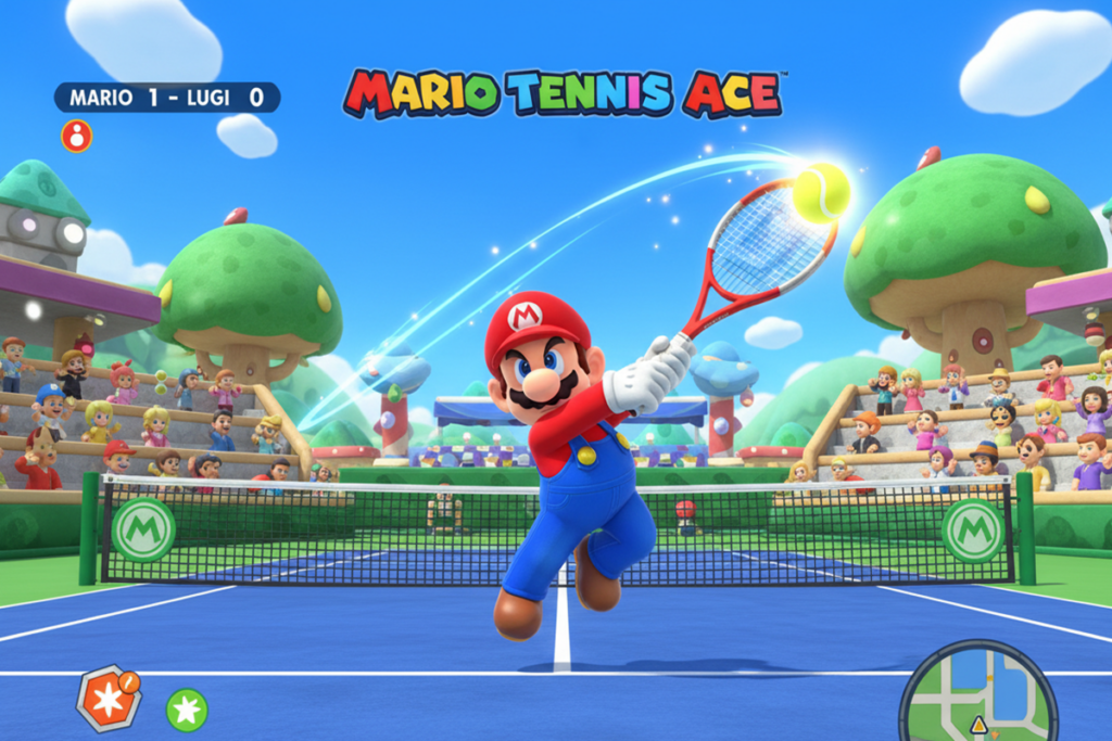 Gameplay d’un jeu vidéo similaire à Mario Tennis Fever