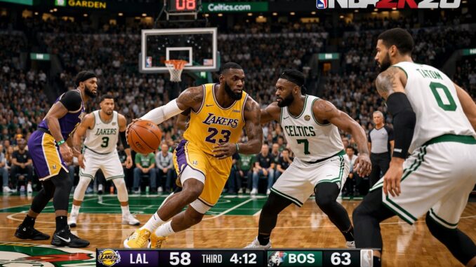 Gameplay d’un jeu de basketball inspire de NBA 2K26